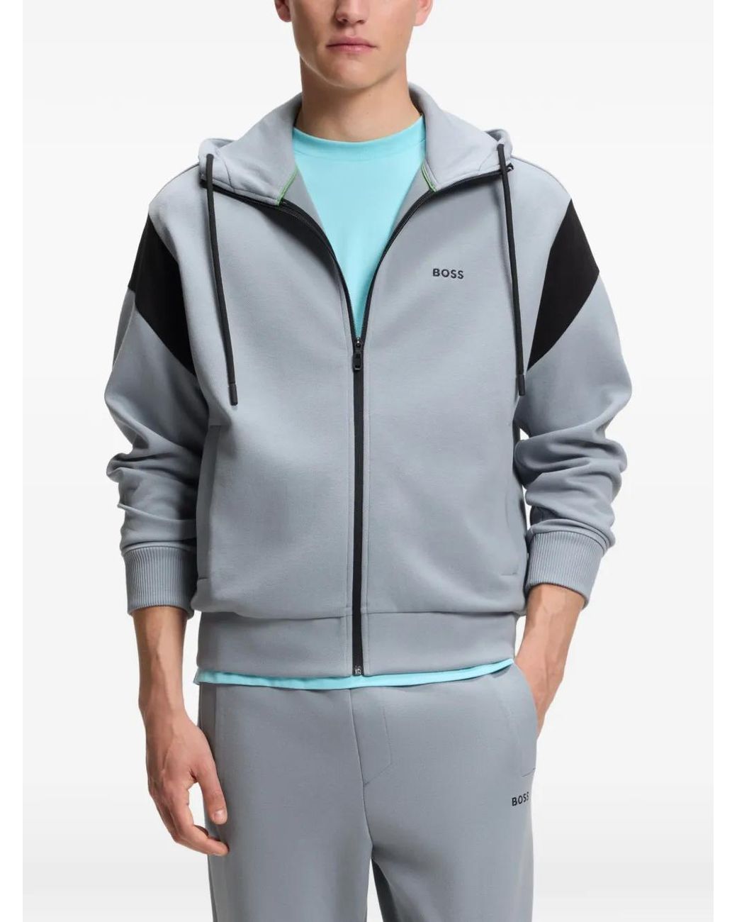 Boss Blue Regular-Fit Zip-Up Hoodie for men