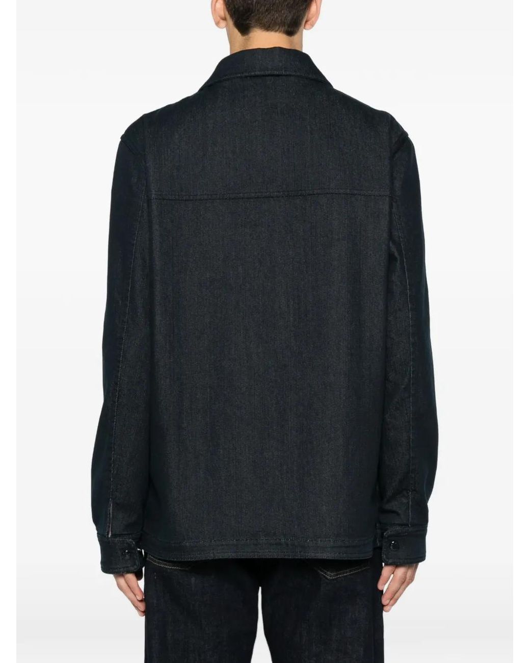 Moncler Blue Patch-Pocket Denim Jacket for men