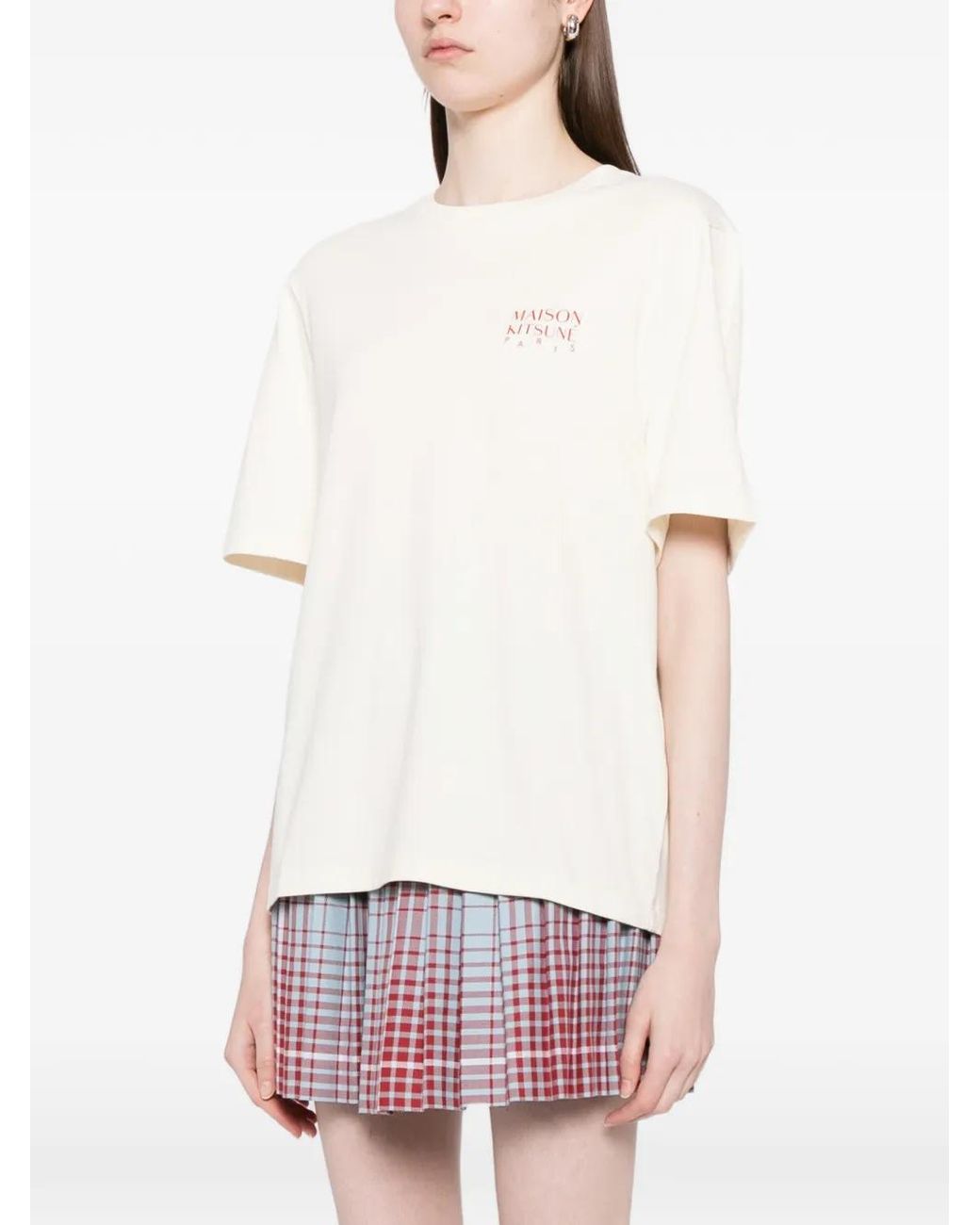 Maison Kitsuné White Logo-Print Crew-Neck T-Shirt