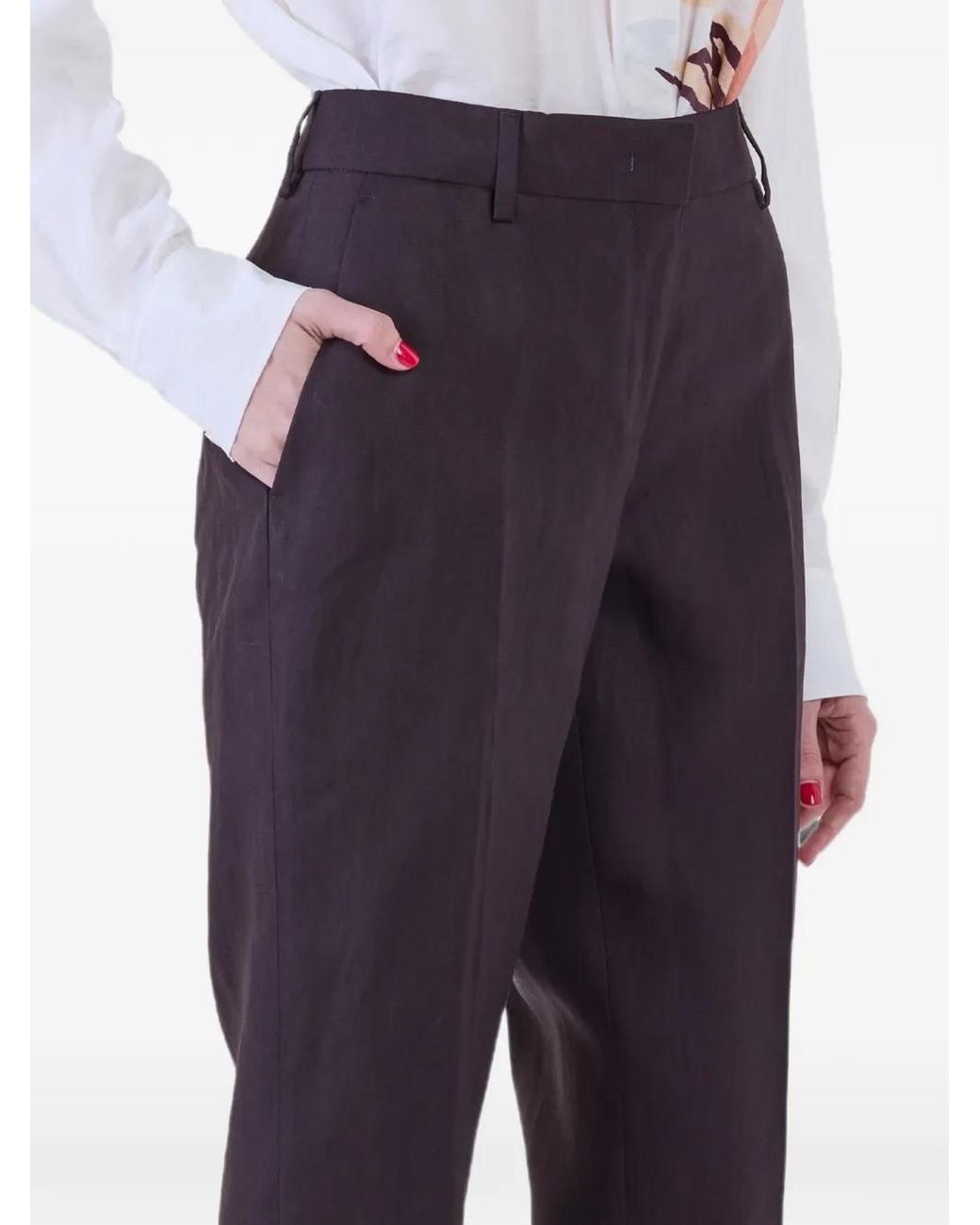 Paul Smith Blue Linen Pleated Tailored Trousers