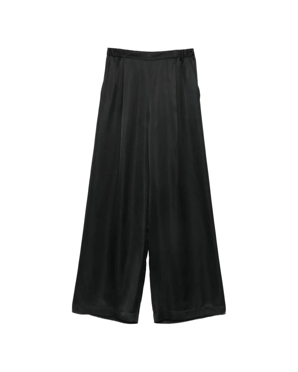 Carine Gilson Black Wide-Leg Satin Trousers