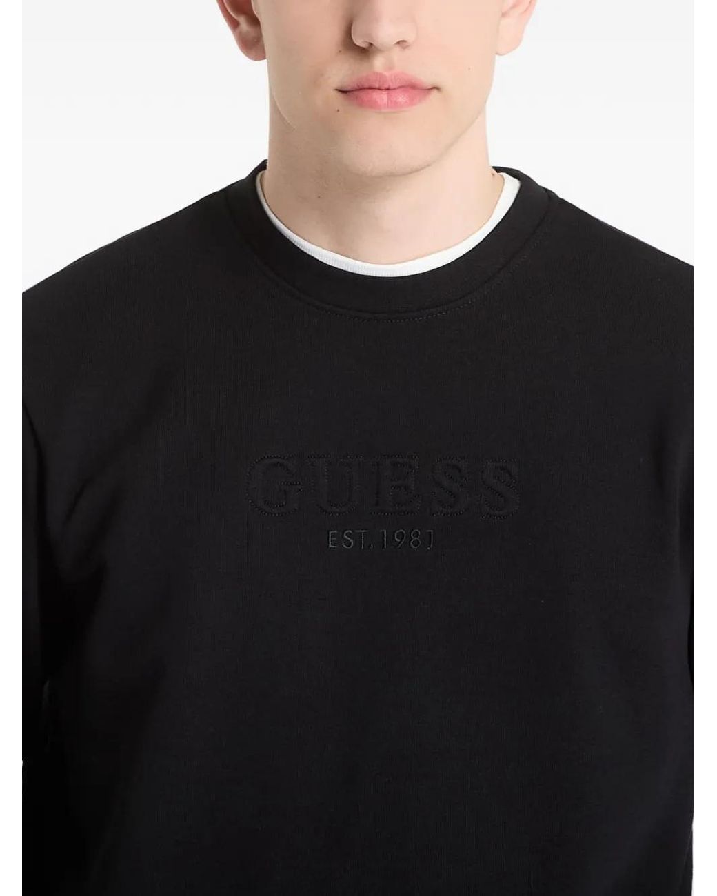 Guess Black Logo-Embroidered Sweater for men