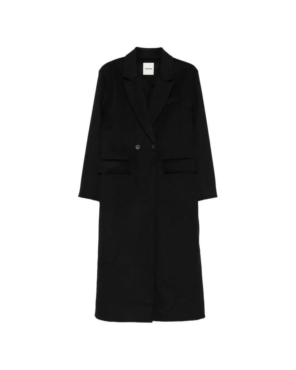 Sandro Black Double-Faced Coat With Studs