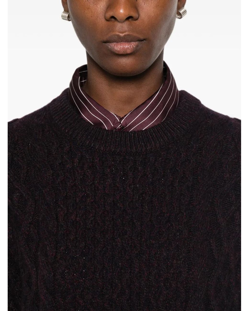 Bompard Black Long-Sleeve Cable-Knit Sweater