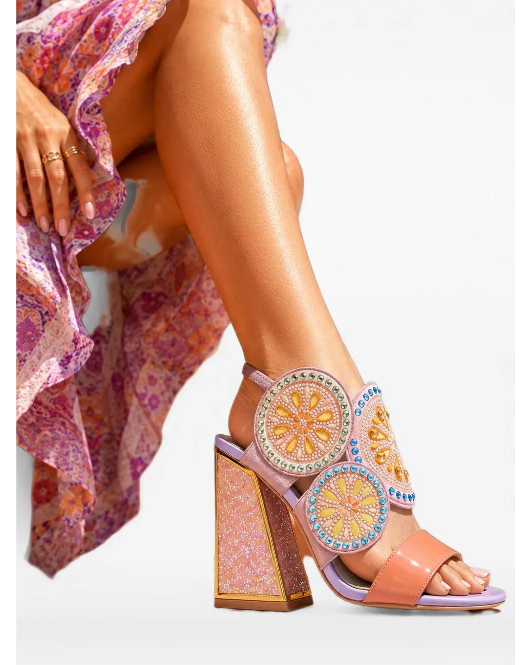 Kat Maconie Natural Frida Crystal-Embellished Sandals