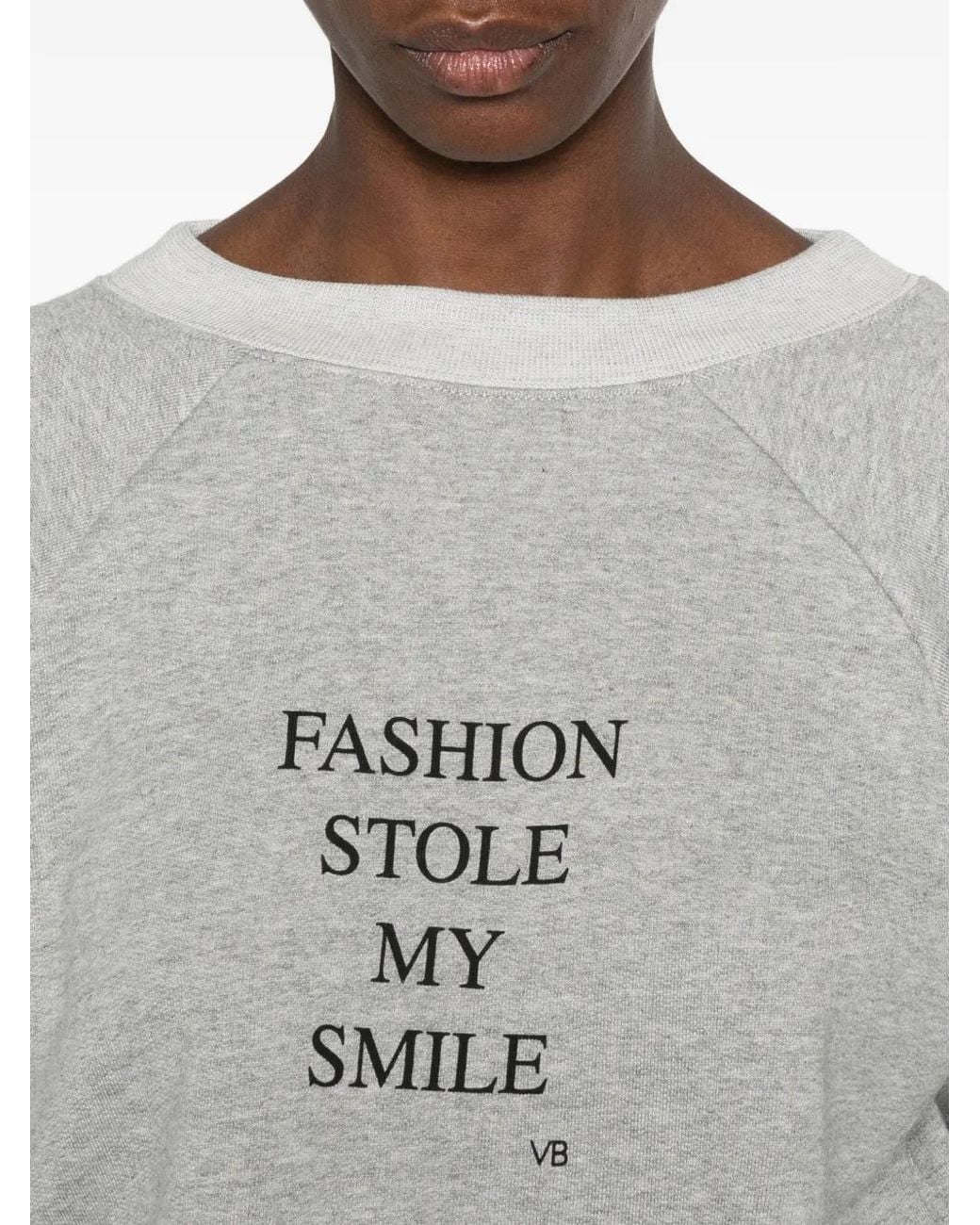 Victoria Beckham White Slogan-Print Raglan-Sleeve Sweatshirt