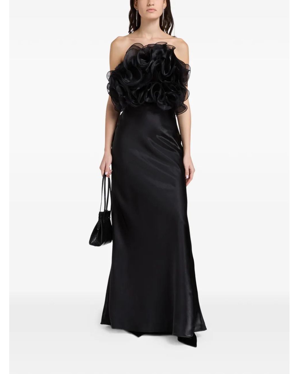 L'idée Black Cou Cou Ruffled Strapless Top