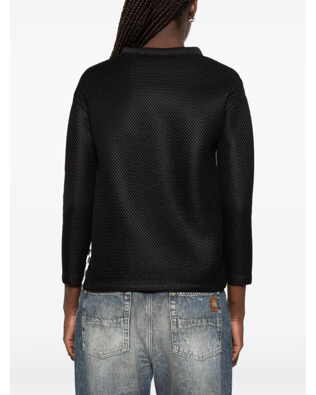 The Artistylist Black Checkerboard-Print Panelled Sweatshirt
