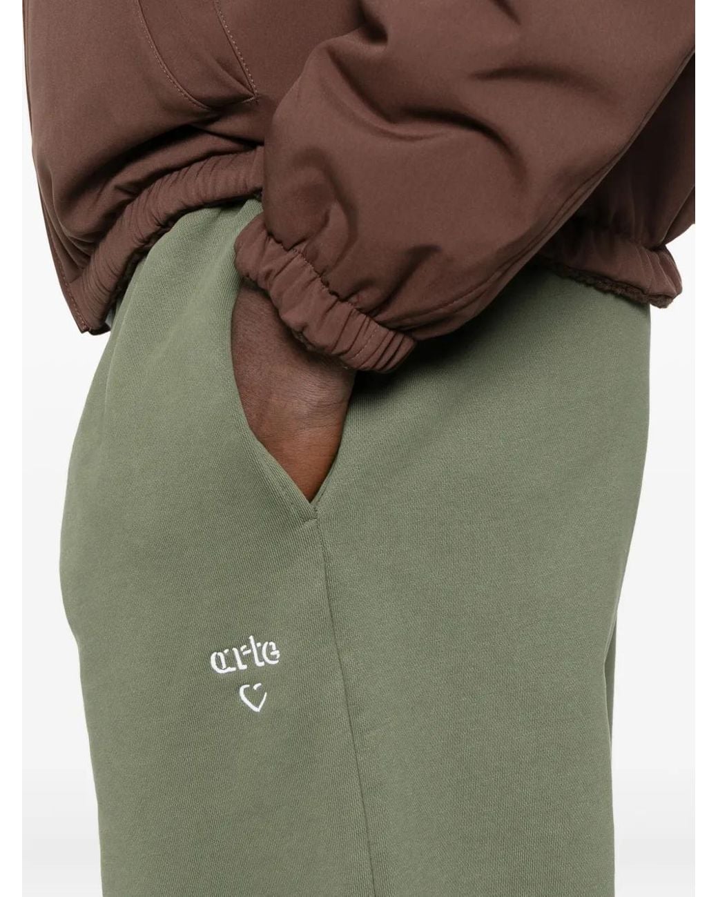 Arte' Green Logo-Embroidered Track Pants for men