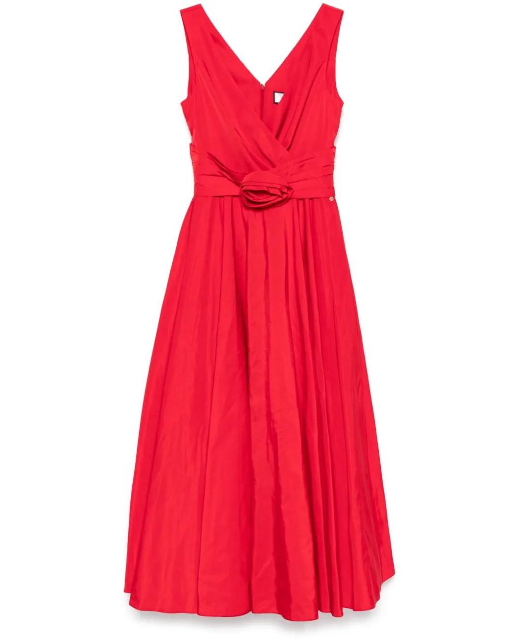 Nissa Red Floral-Appliqué Maxi Dress