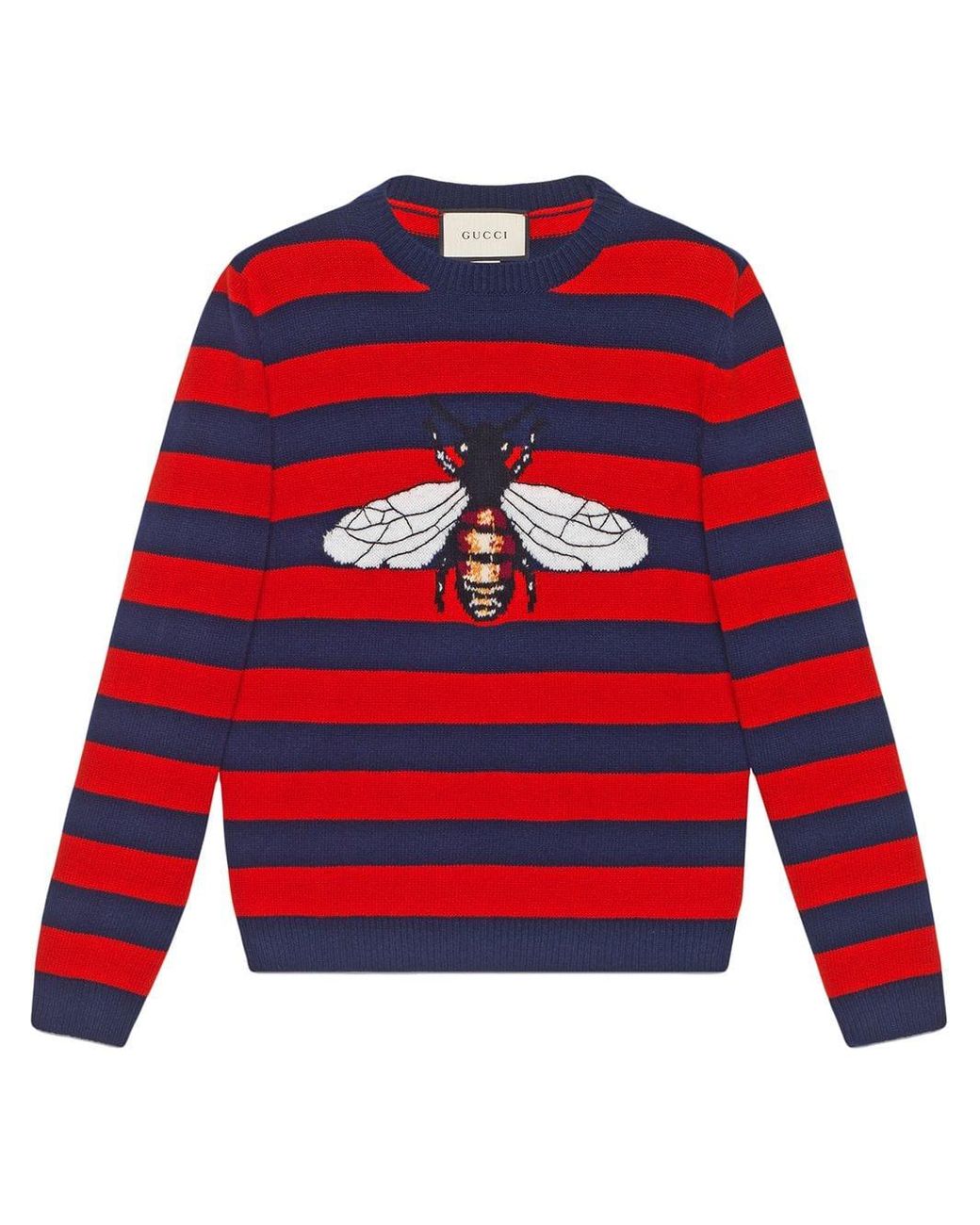 generøsitet prangende Midlertidig Gucci Striped Wool Sweater With Bee in Blue for Men | Lyst