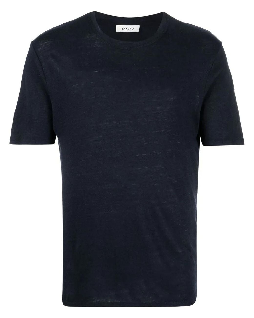 Sandro Blue Round-Neck Linen T-Shirt for men