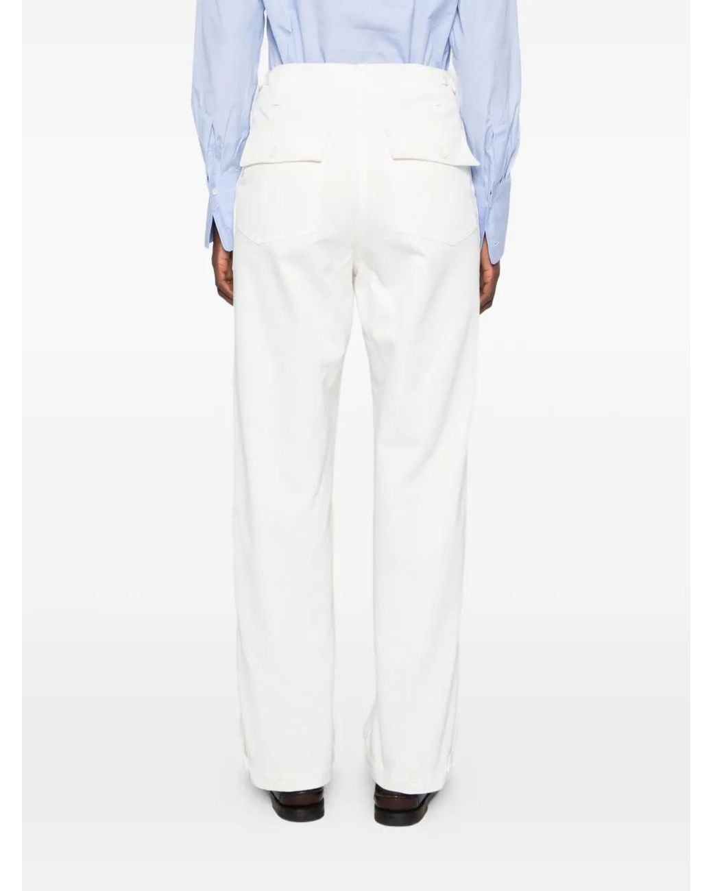Aspesi White Pantalon Droit À Poches Plaquées