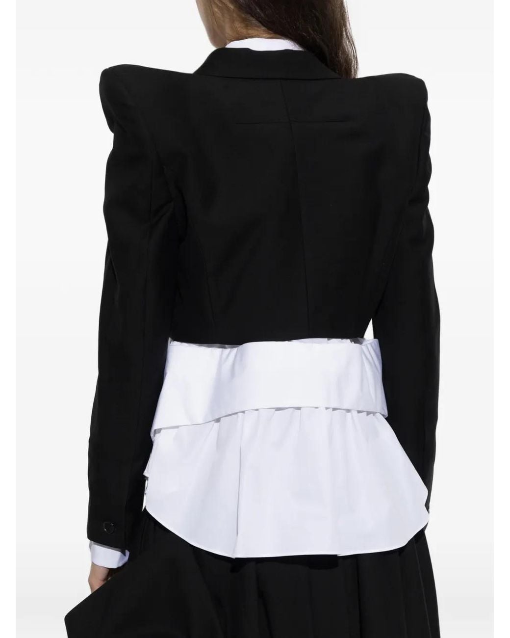 Noir Kei Ninomiya Black X Comme Des Garçons Double-Breasted Cropped Blazer