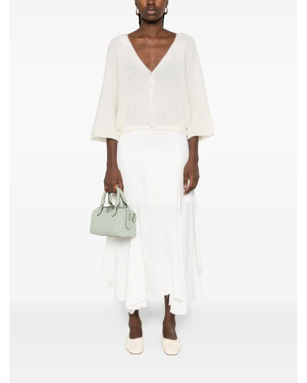 Ba&sh White Isaac Button-Front Cardigan
