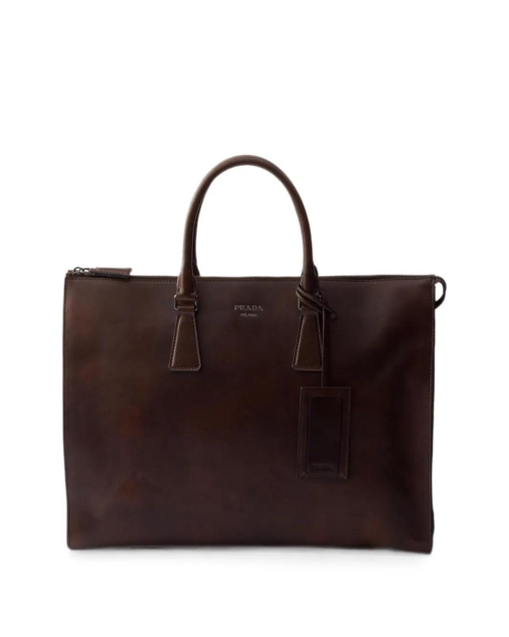 Prada Brown Leather Tote Bag for men