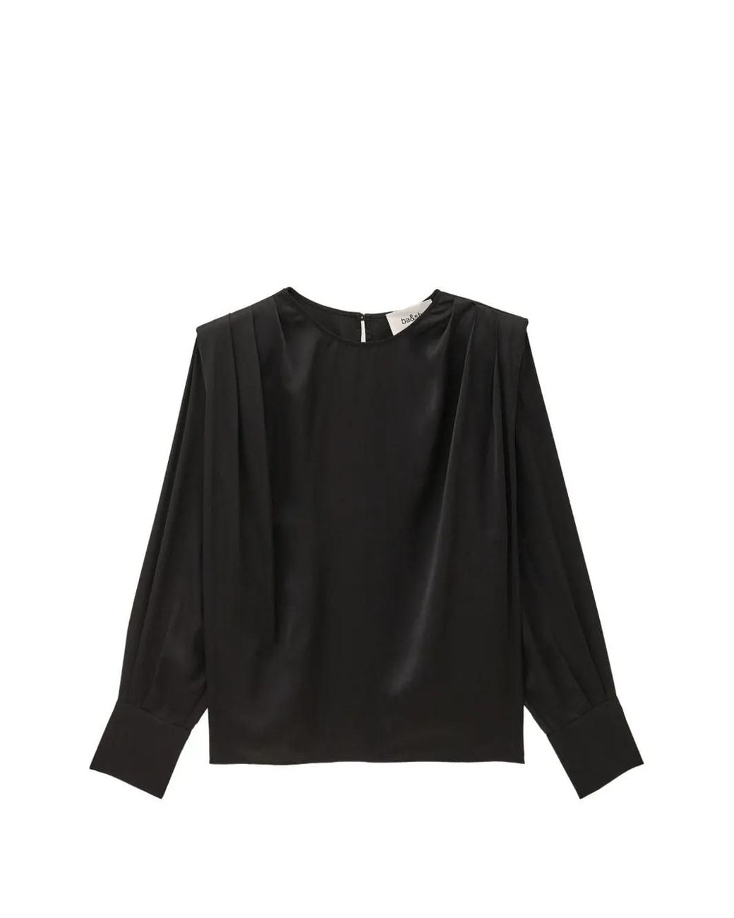 Ba&sh Black Cadie Pleated Long-Sleeve Top