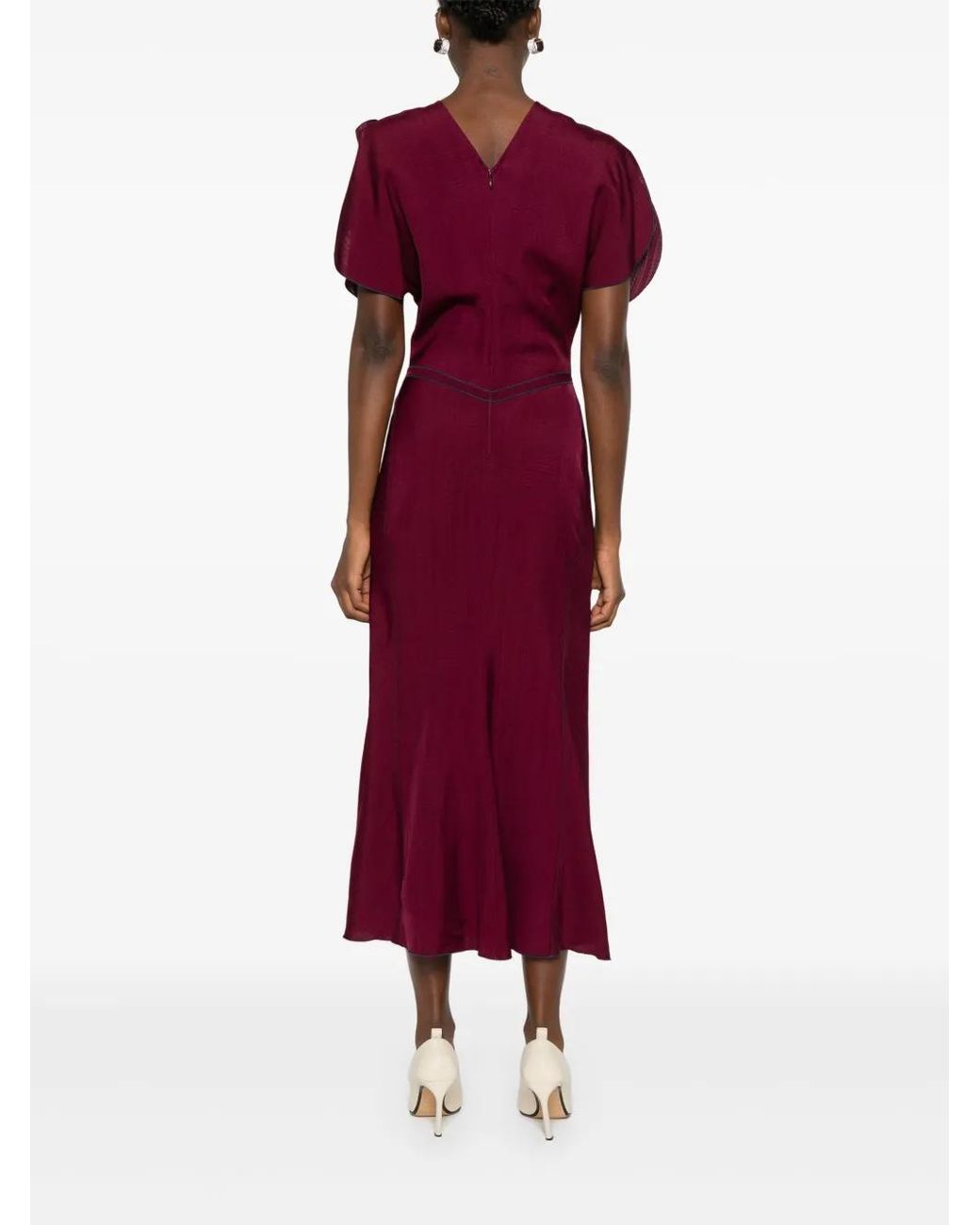 Victoria Beckham Red Long Burgundy Sm Dress