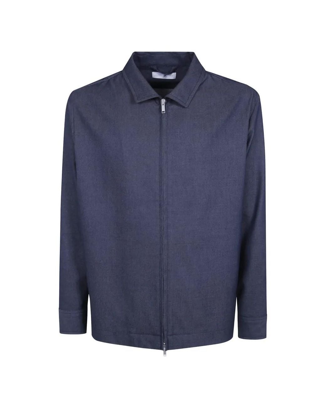 PT Torino Blue Zip-Up Shirt Jacket for men