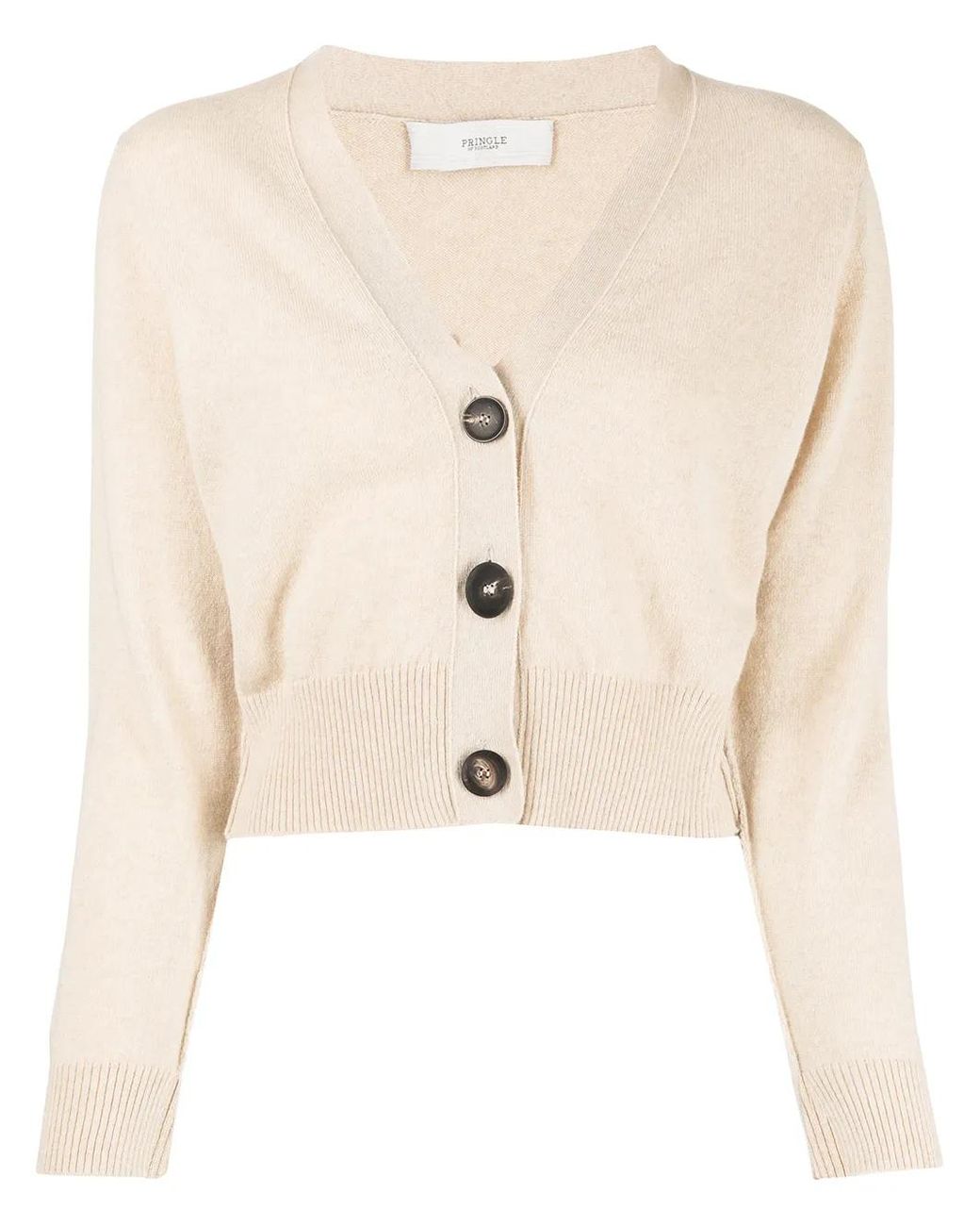 Pringle of Scotland Natural Cropped Button-Up Cardigan