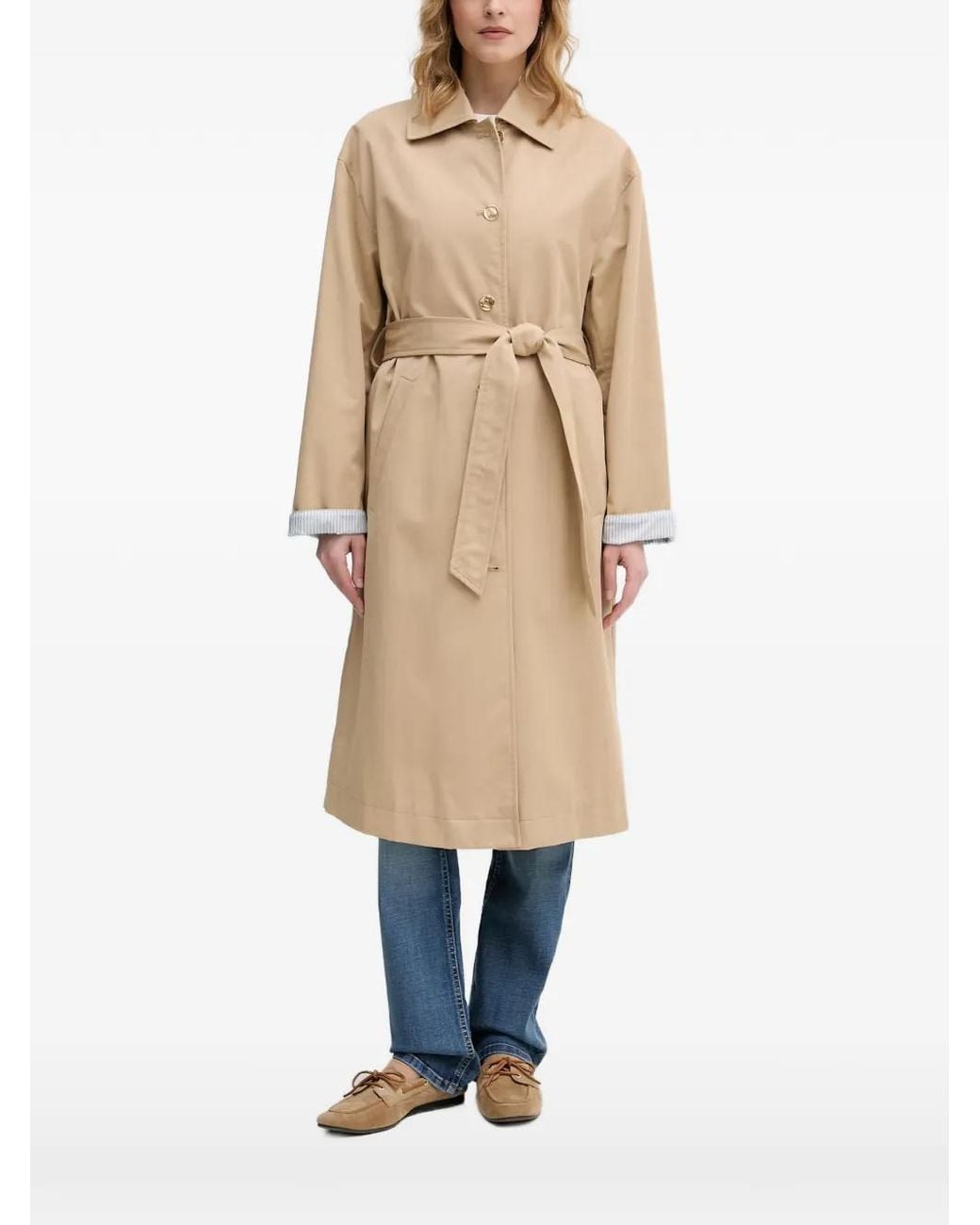 Benetton Natural Belted Button-Down Trench Coat