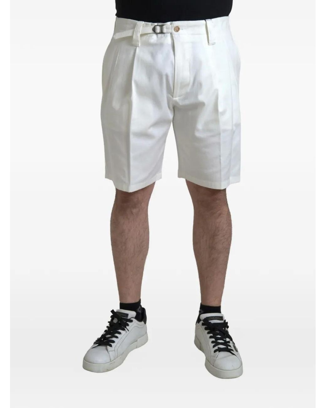 Dolce & Gabbana Blue Pleated Buckled Shorts for men