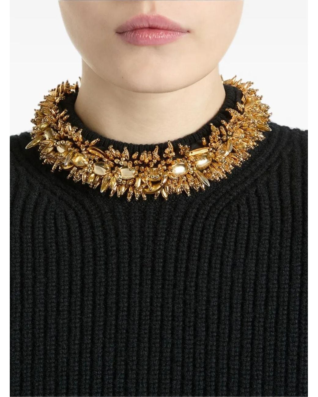 Balmain Black Cashmere Sweater With Embroidered Trim