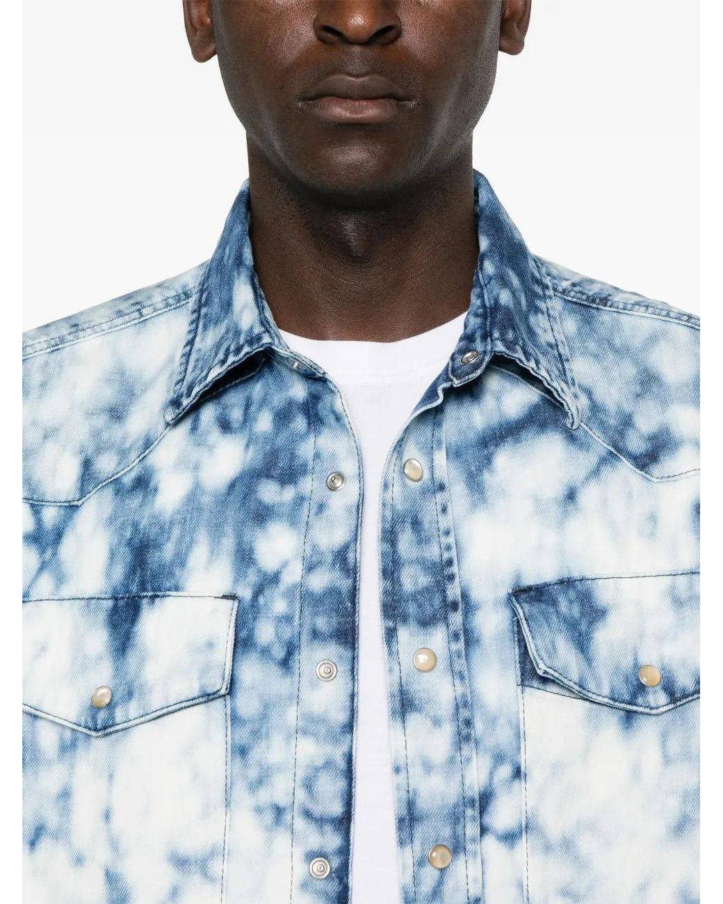 Palm Angels Blue Summer Denim Shirt for men