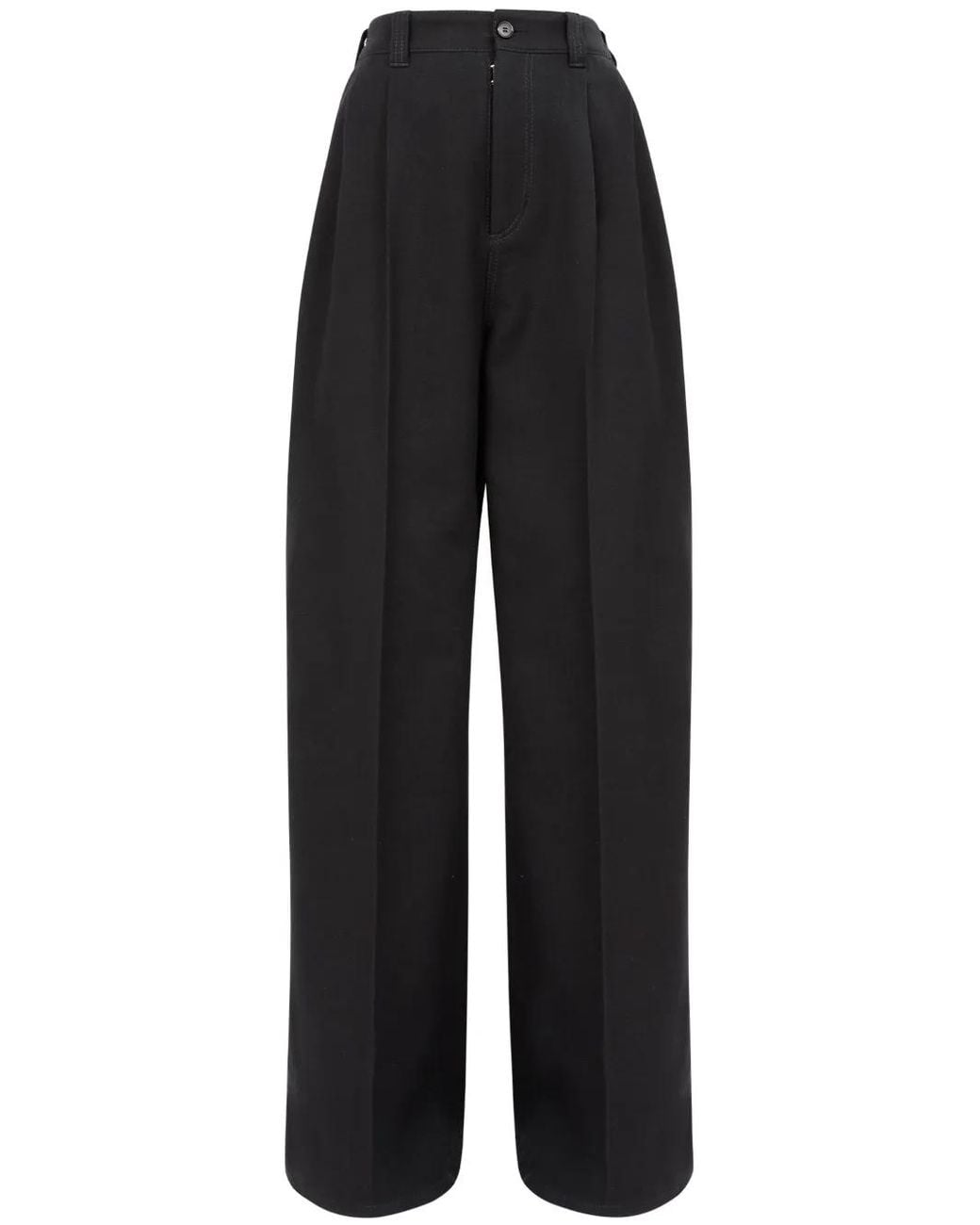 Maison Margiela Black Pleated Wool Trousers