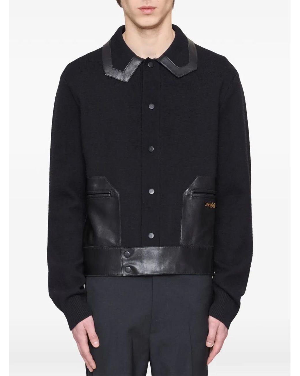 Amiri Blue Leather Patch Shirt Jacket for men