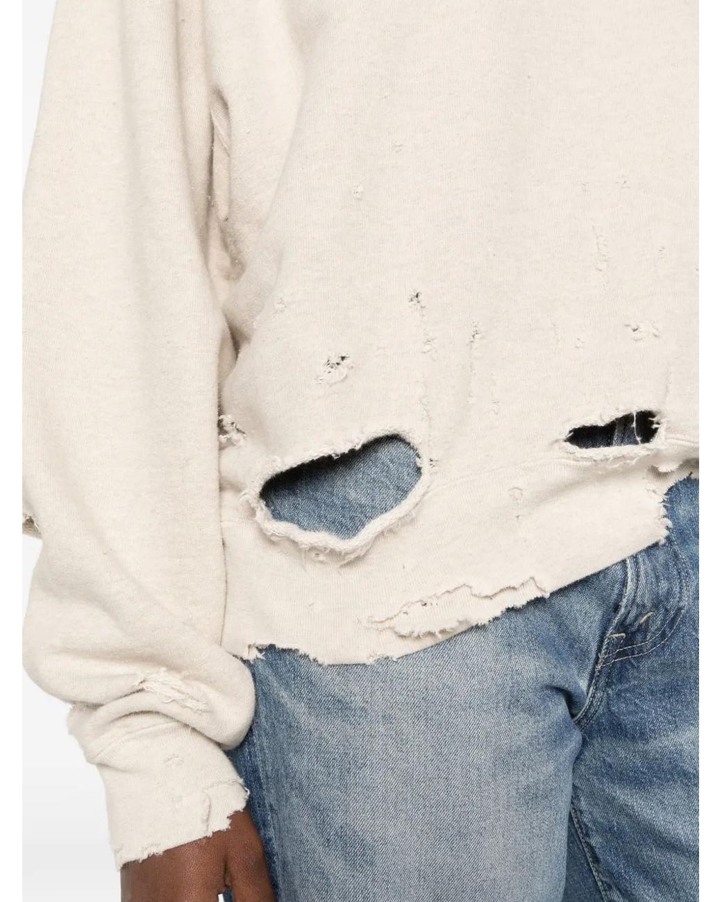 Kuro White More Damage Pullover Aus Baumwolle Im Distressed-Look