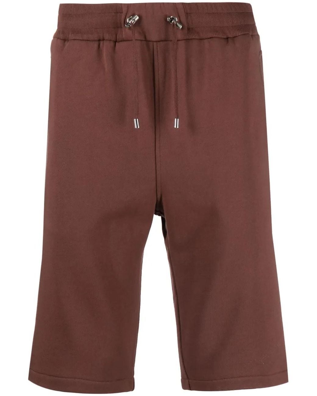 Balmain Brown Logo-Print Track Shorts for men