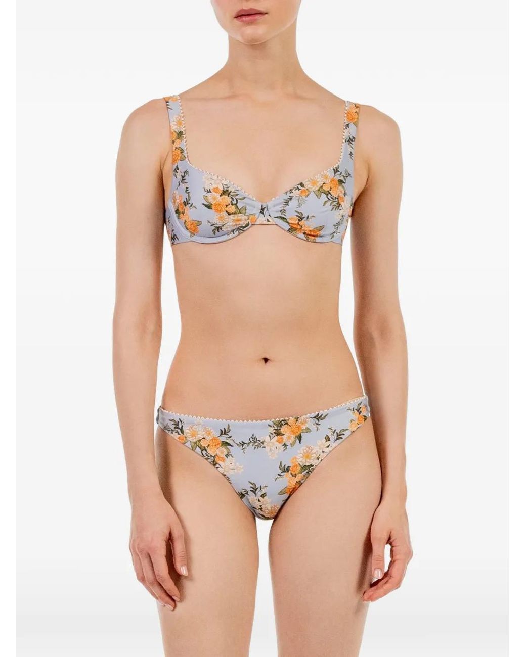 Agua Bendita Blue Promesa Valle Floral-Print Bikini Bottom