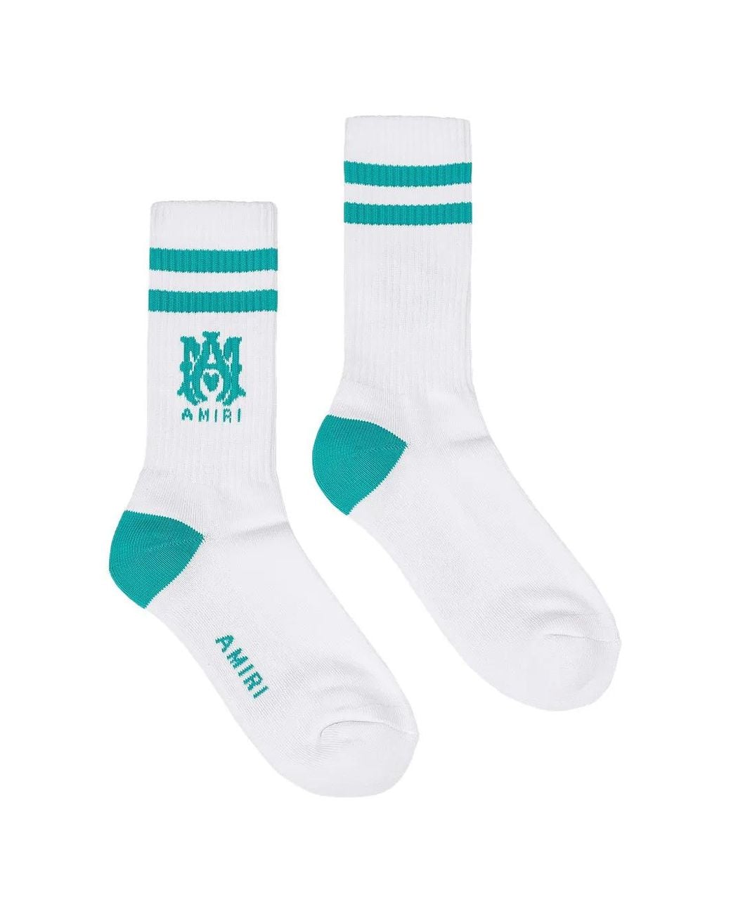 Amiri White Ma-Logo Ribbed-Knit Socks for men