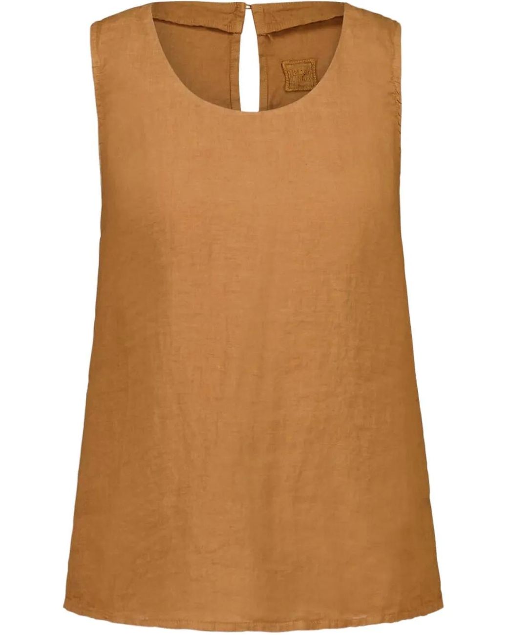 120% Lino Brown Sleeveless Linen Top