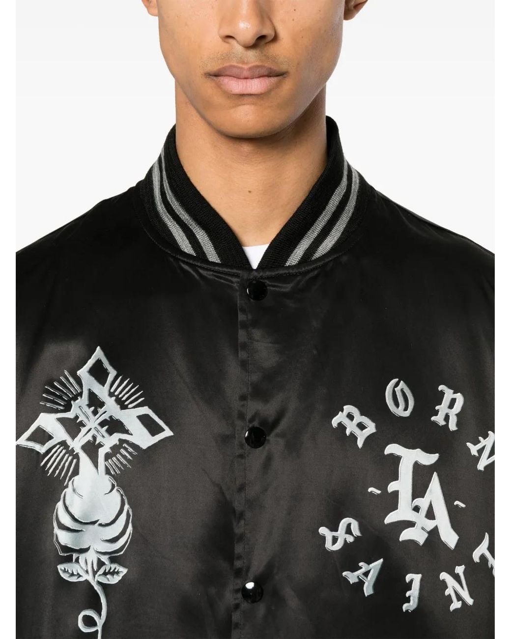 SAINT Mxxxxxx Black Satin Bomber Jacket for men