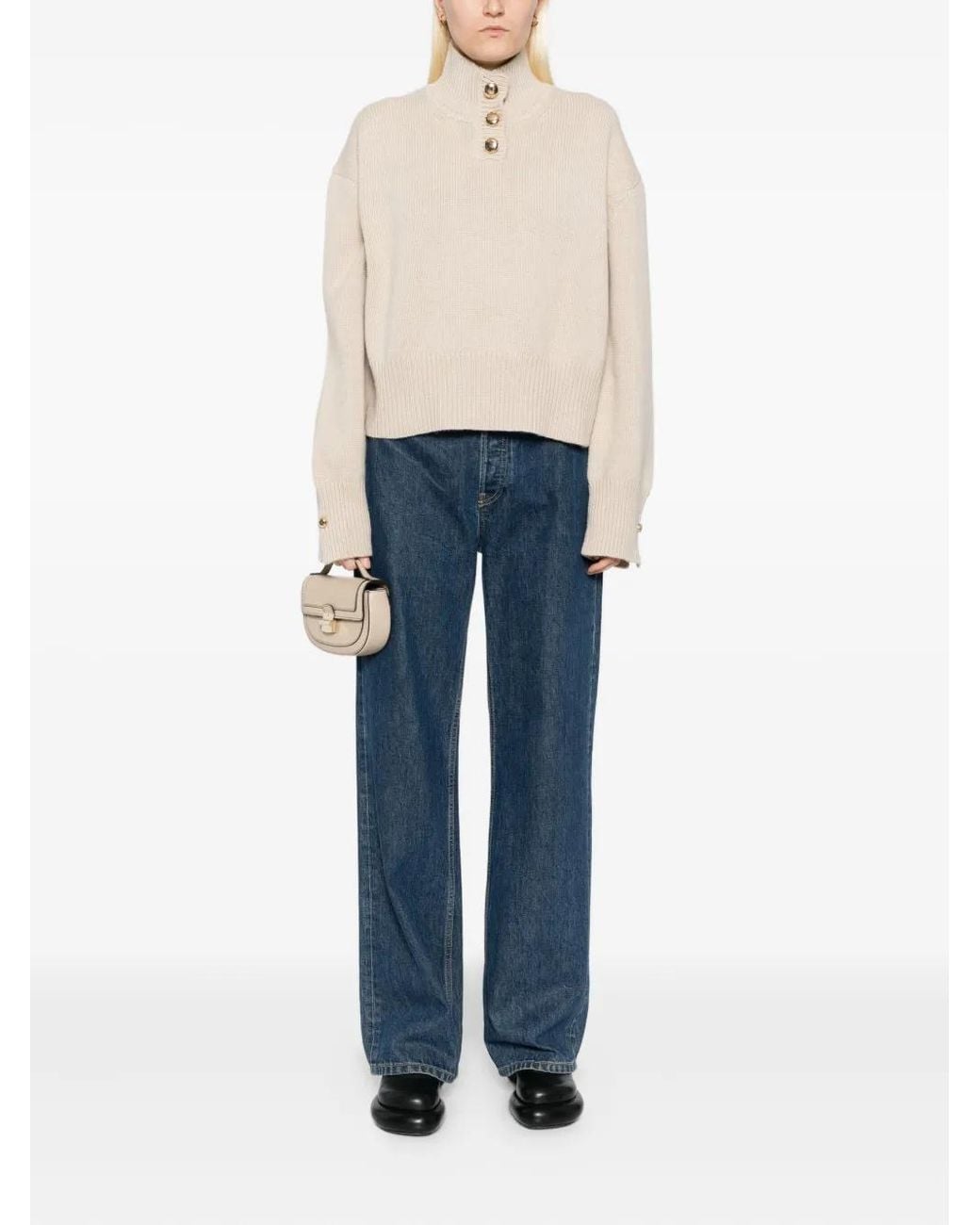 Brandon Maxwell Natural Henley Sweater