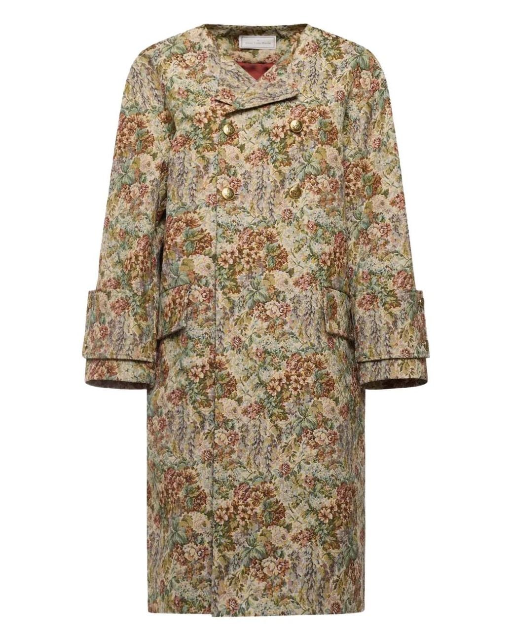 Pierre Louis Mascia Natural Floral-Print Coat