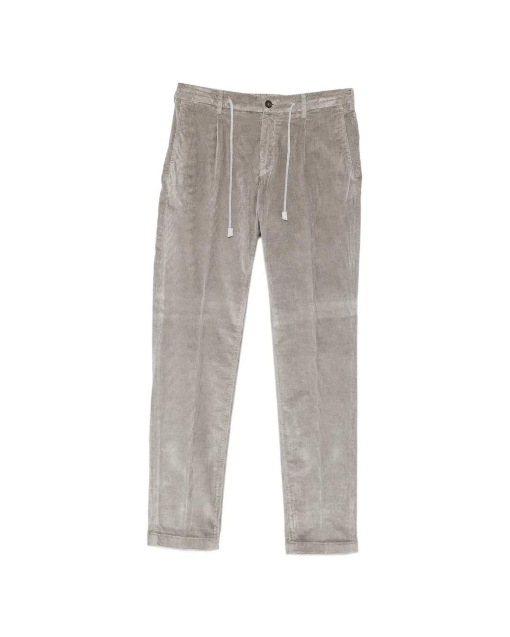 Eleventy Gray Corduroy Drawstring Trousers for men