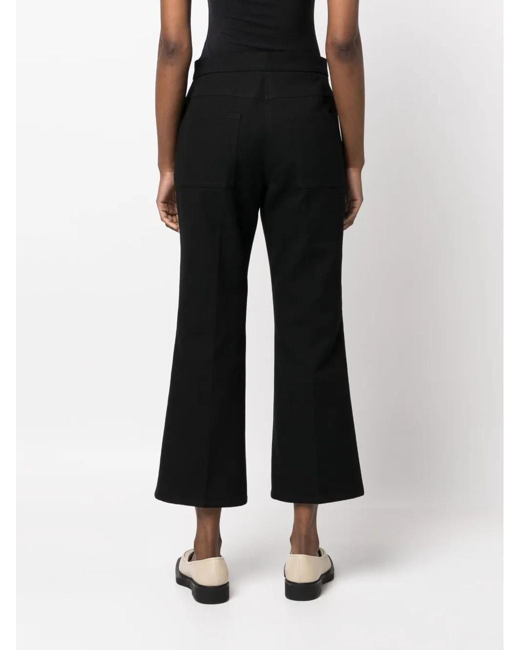 Jil Sander Black Pressed-Crease Flared Cropped Trousers
