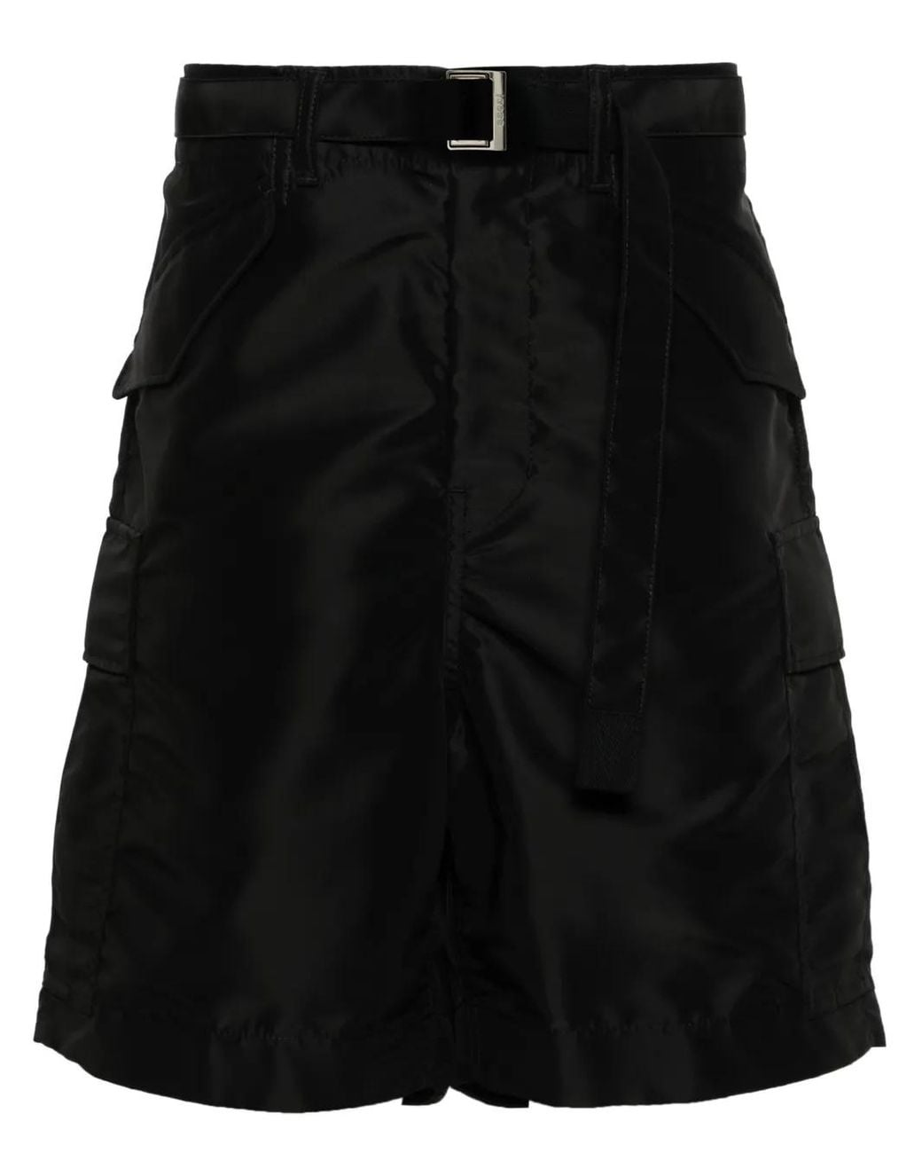 Sacai Black Belted Cargo Shorts for men