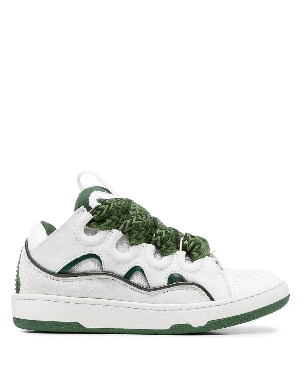 Lanvin White Leather Curb Sneakers For