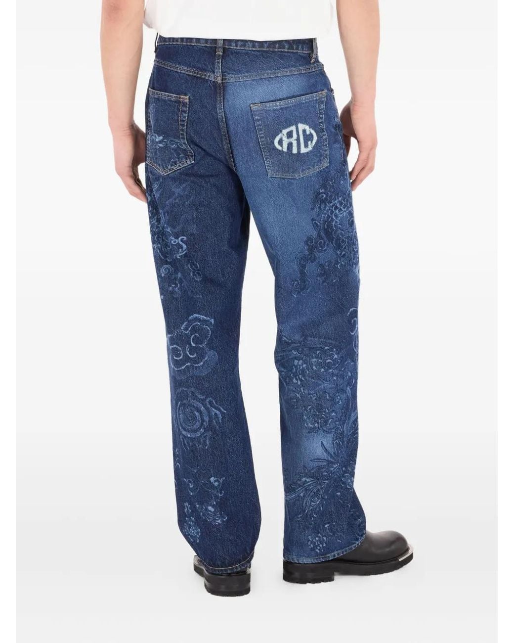 Roberto Cavalli Blue Dragon-Motif Jeans for men