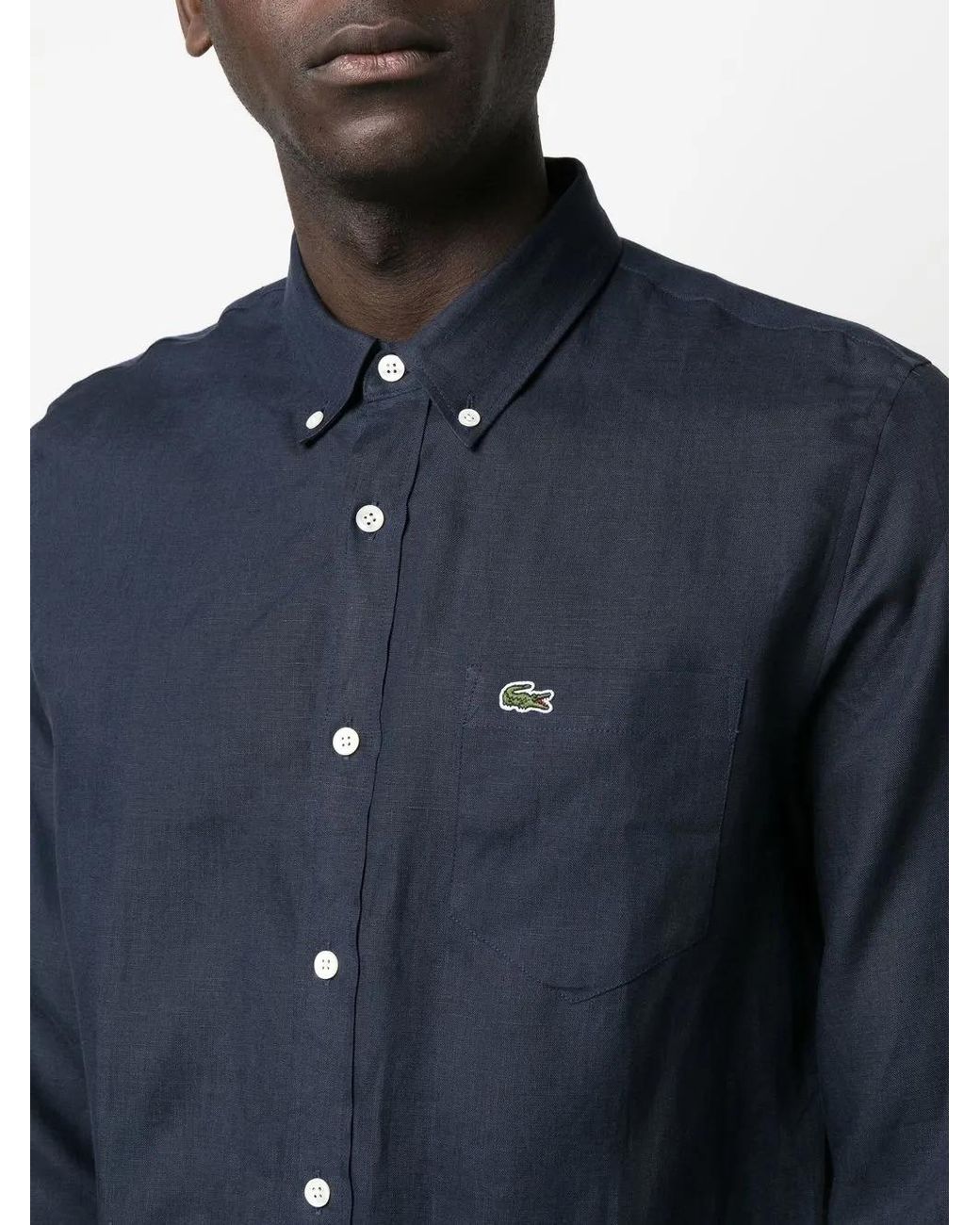 Lacoste Blue Regular Fit Linen Shirt for men