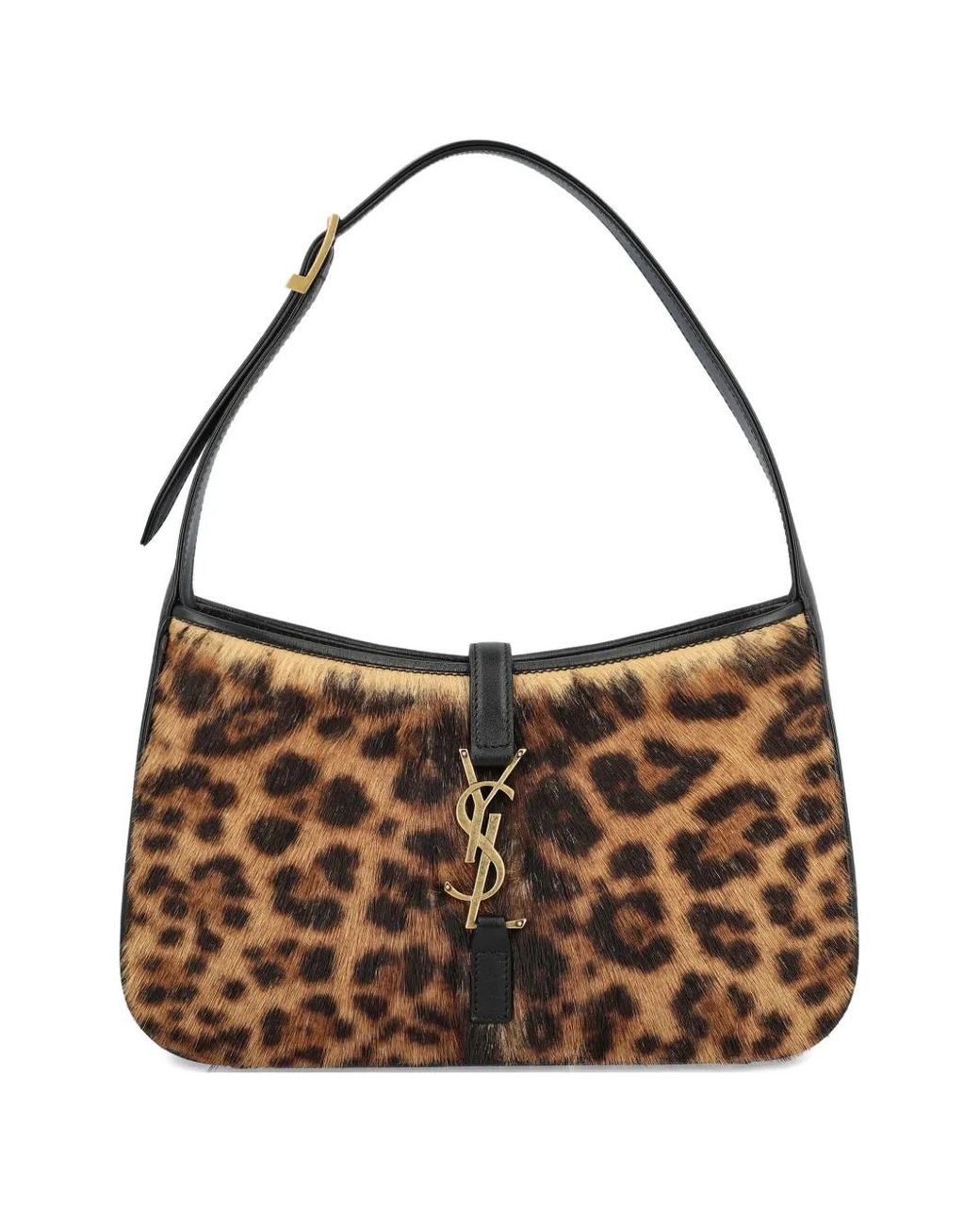 Saint Laurent Brown Le 5 À 7 Leopard-Print Clasp Shoulder Bag