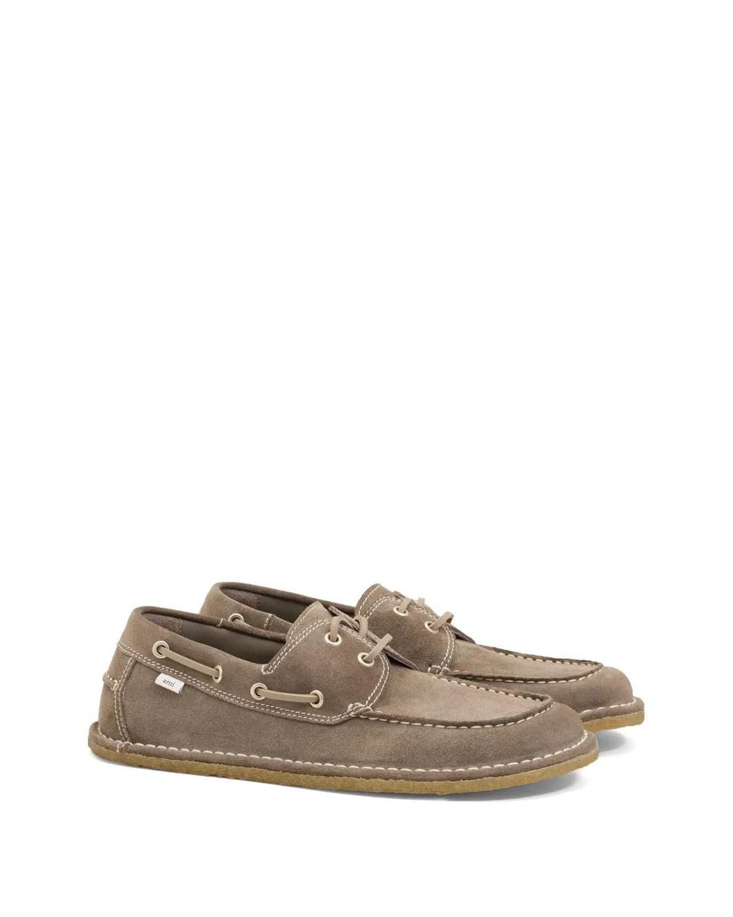 AMI Brown Suede Boat Shoes
