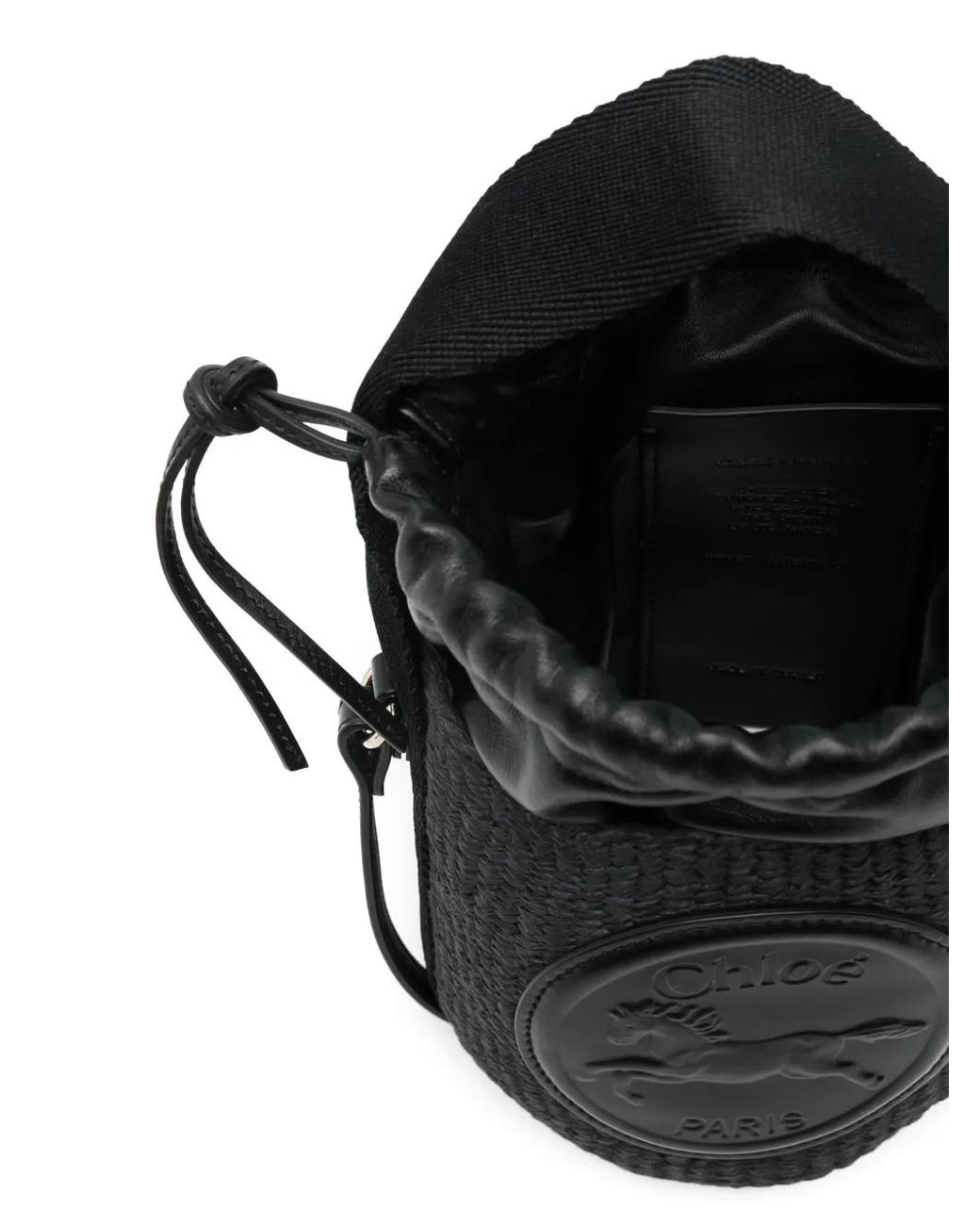 Chloé Black Logo-Patch Bucket Bag