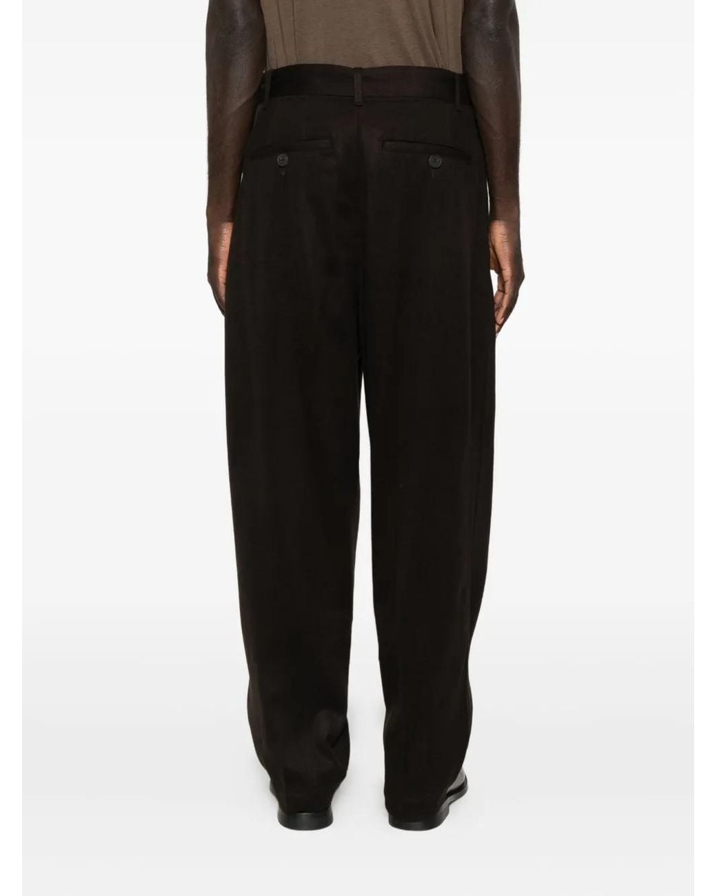 Pantalon À Taille Ceinturée Emporio Armani pour homme en coloris Black