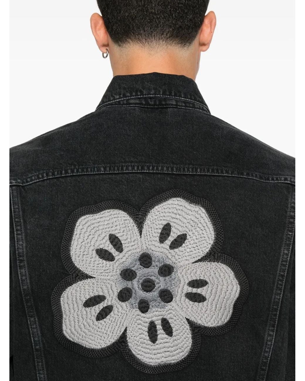 KENZO Black Boke Flower Denim Jacket for men