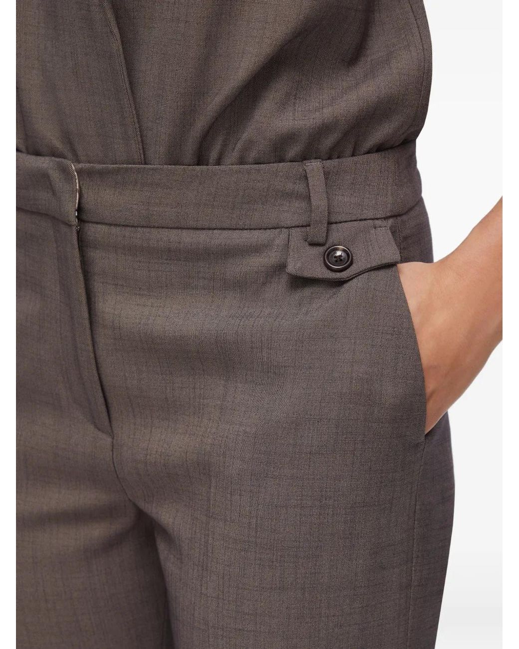 Liu Jo Brown Straight-Leg Mélange Fabric Trousers